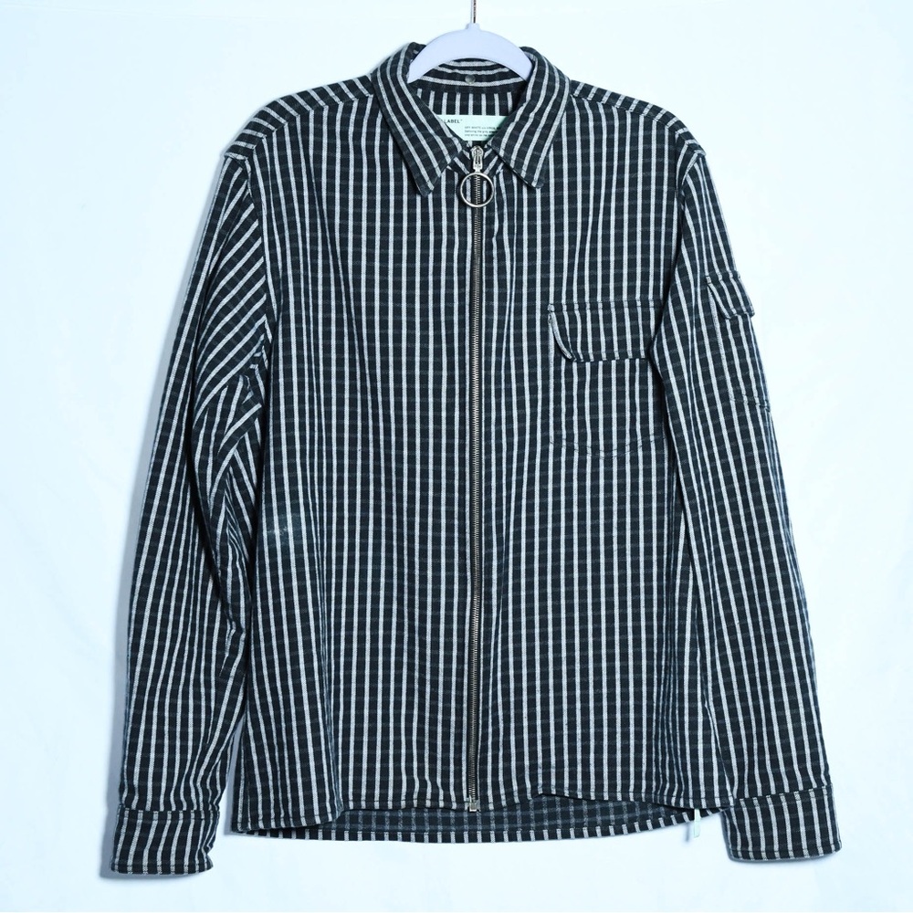 Off-white Skulls Plaid Stripped Zipper Jacket - Picture 3 of 6